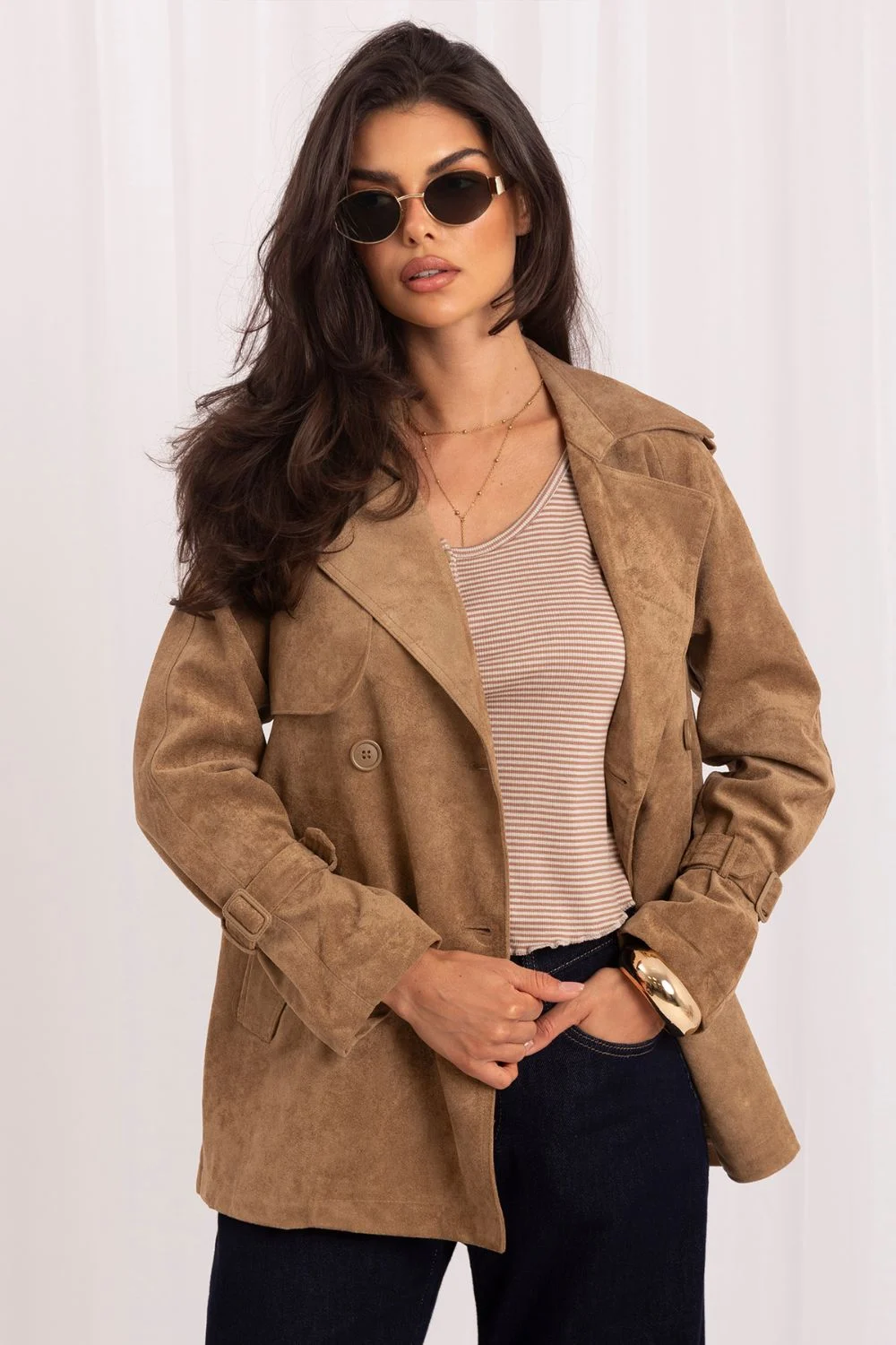 Manteau brun à double boutonnage – Image 4
