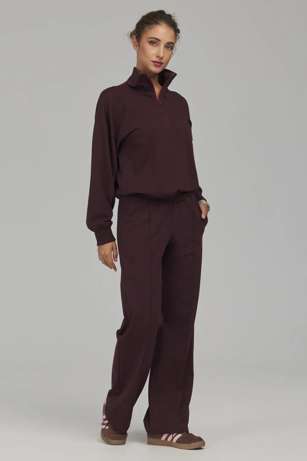 Sweatshirt oversize violet en coton – Image 2