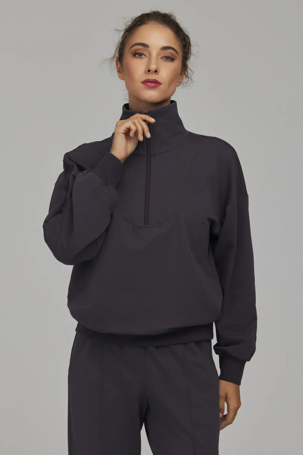 Sweatshirt oversize gris en coton