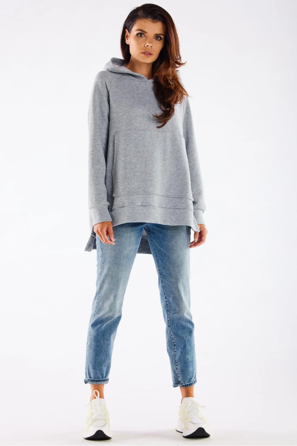 Sweatshirt oversize gris en coton – Image 2