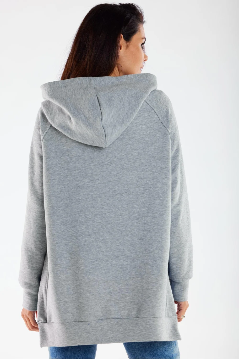 Sweatshirt oversize gris en coton – Image 3
