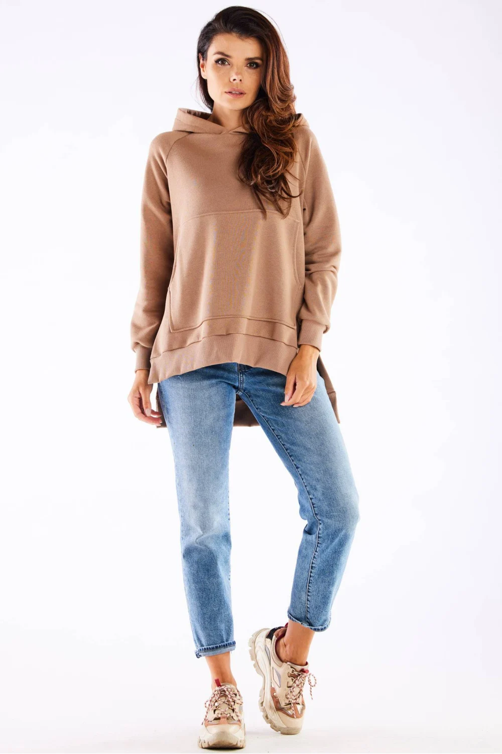 Sweatshirt à capuche oversize beige – Image 2
