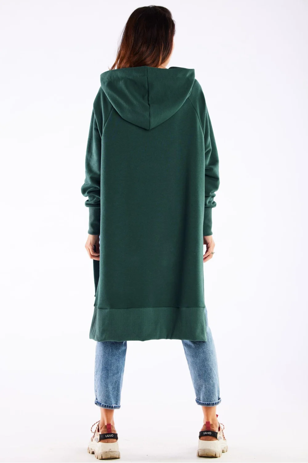 Sweatshirt à capuche oversize vert – Image 3