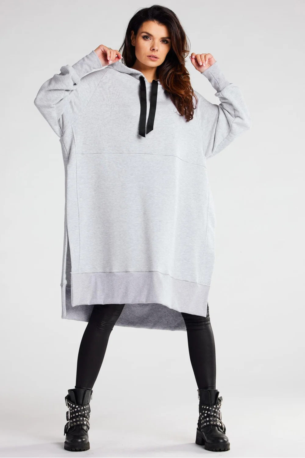 Sweatshirt à capuche oversize gris – Image 2