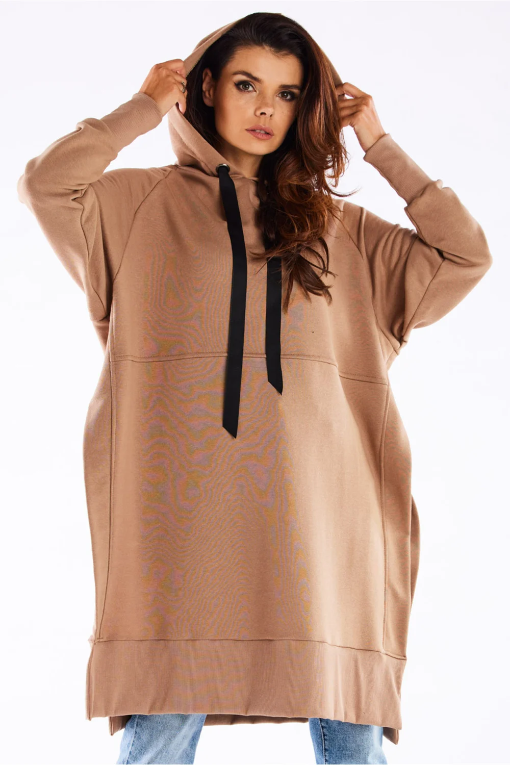 Sweatshirt à capuche oversize beige