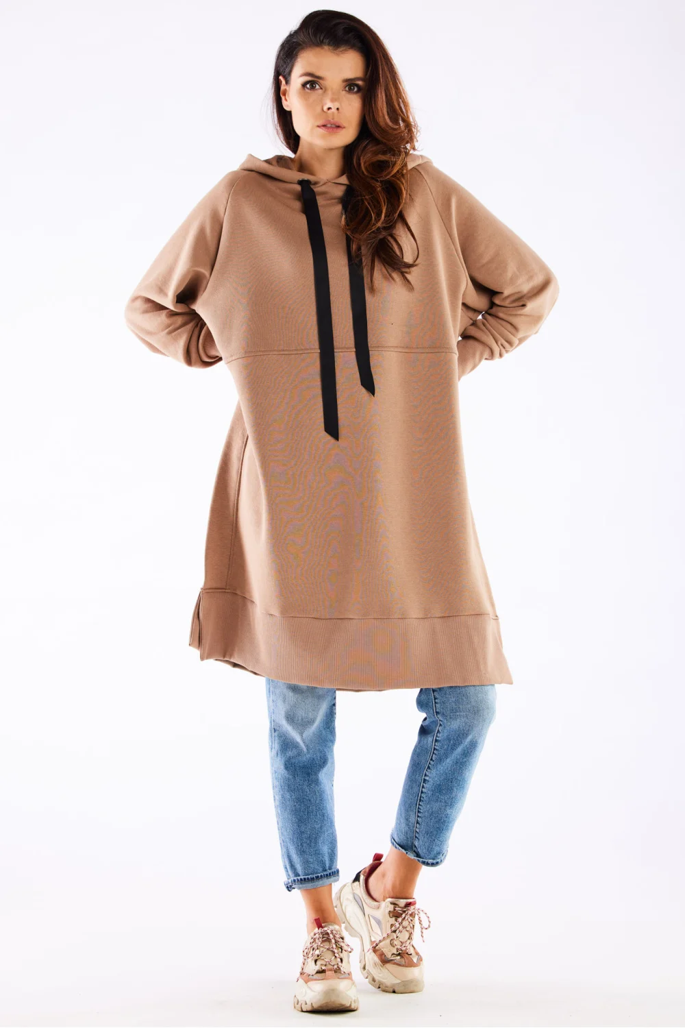 Sweatshirt à capuche oversize beige – Image 2