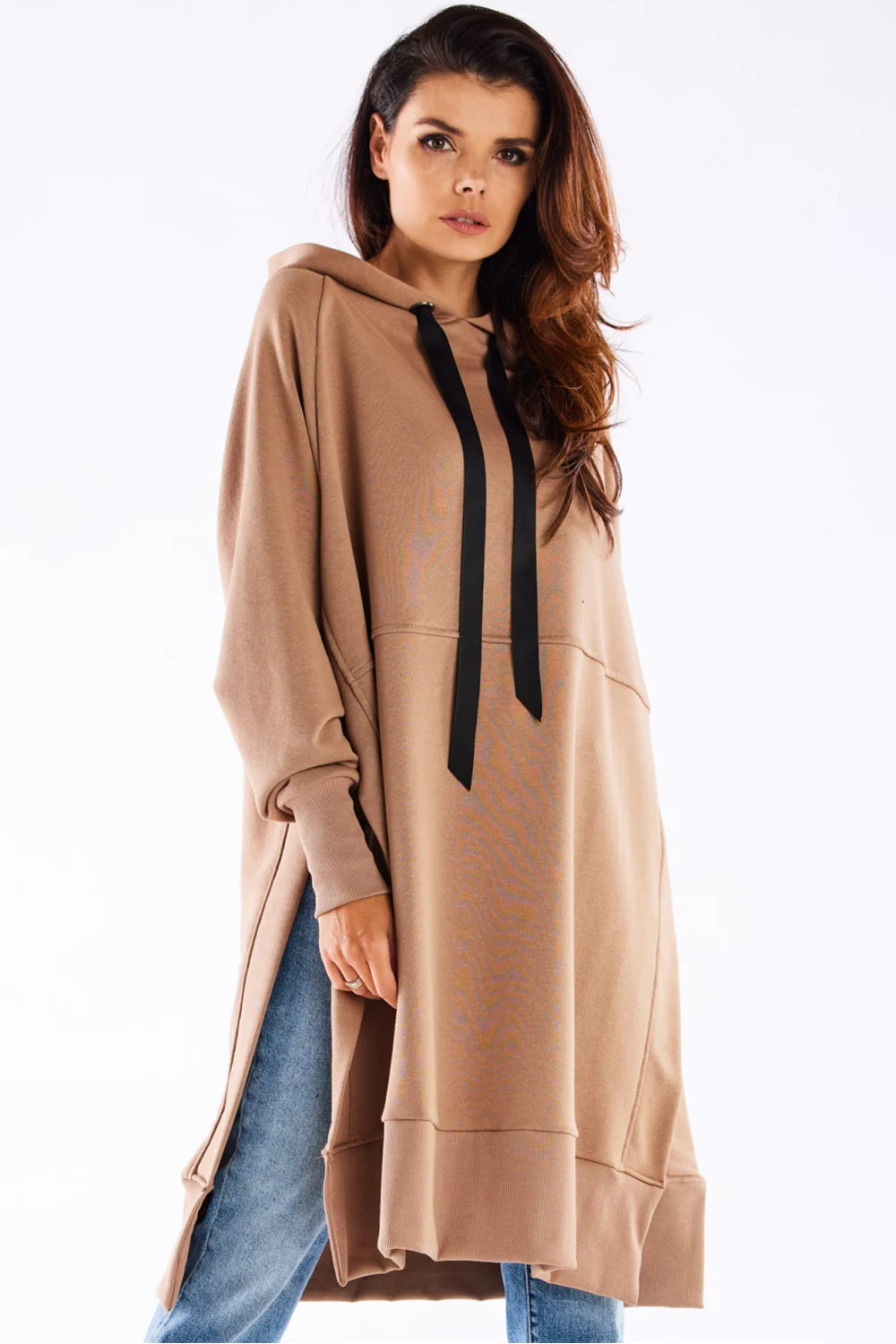 Sweatshirt à capuche oversize beige – Image 4