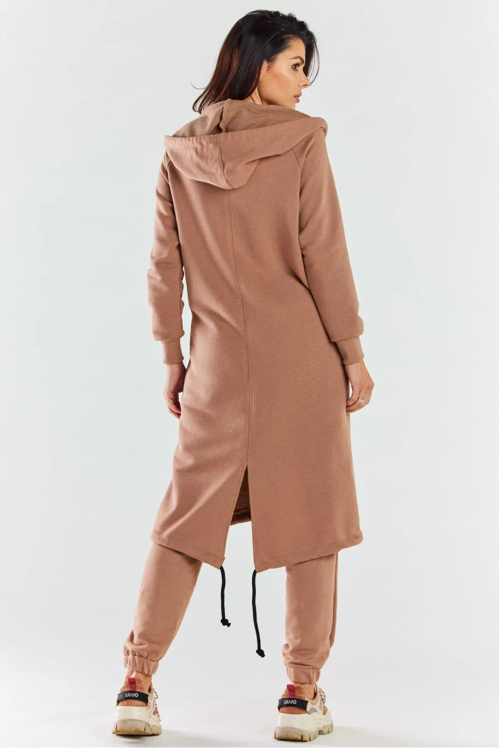 Sweatshirt à capuche beige en coton – Image 3