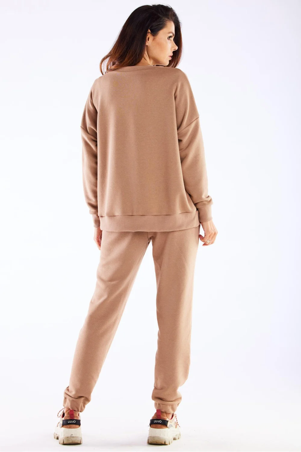 Sweatshirt oversize beige en coton – Image 3