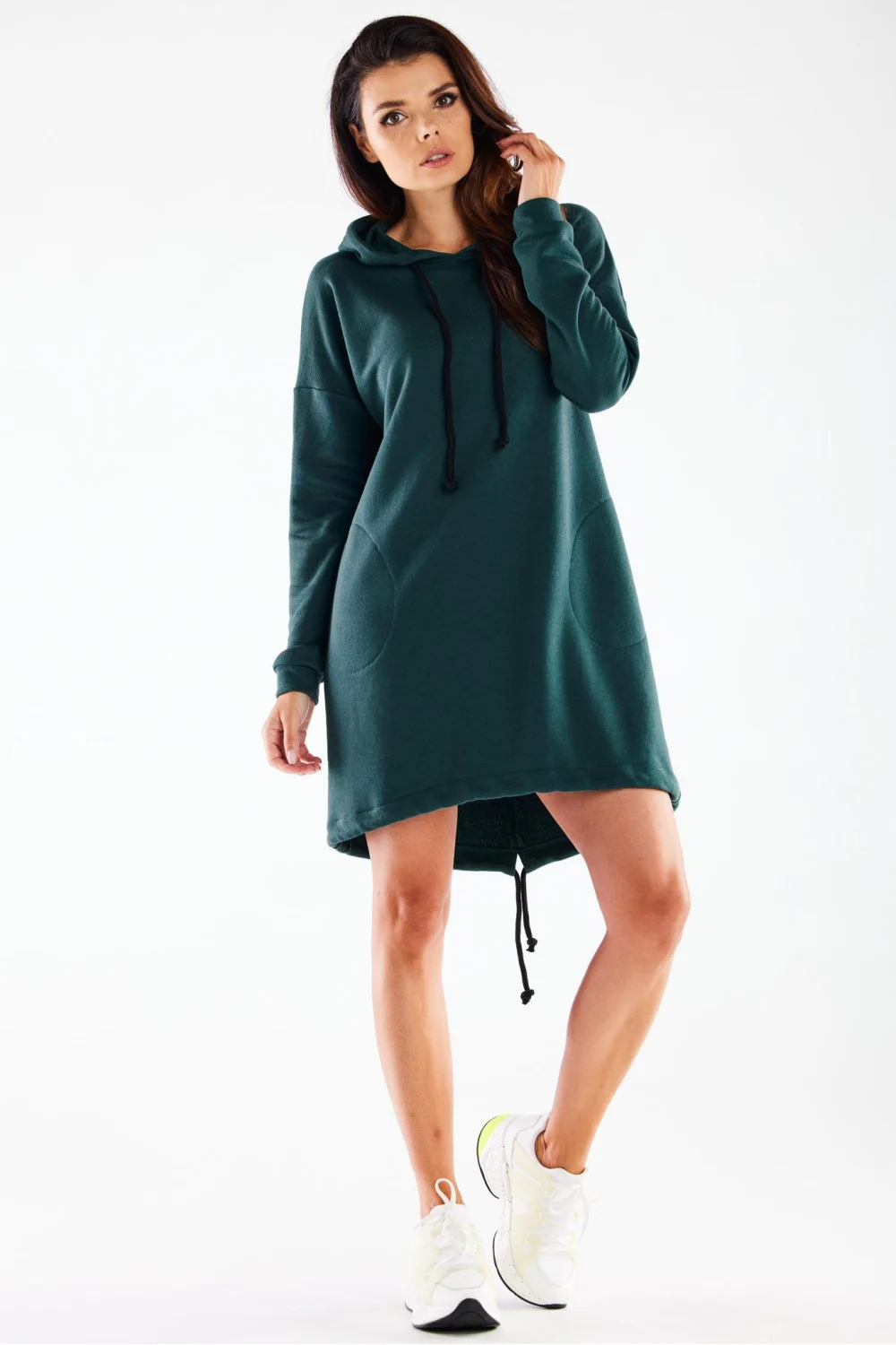Robe évasée verte à manches longues – Image 2
