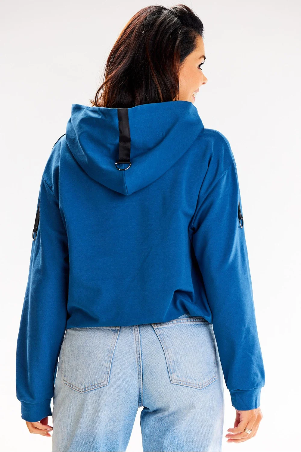 Sweatshirt à capuche bleu – Image 3