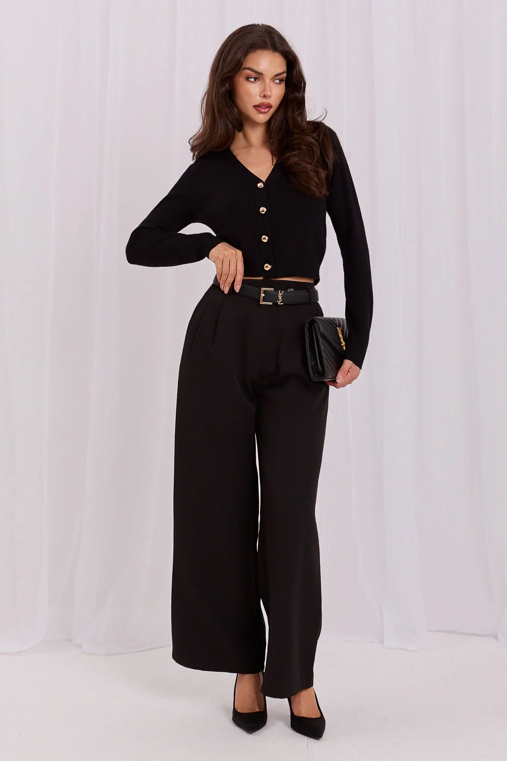 Cardigan noir décolleté en V