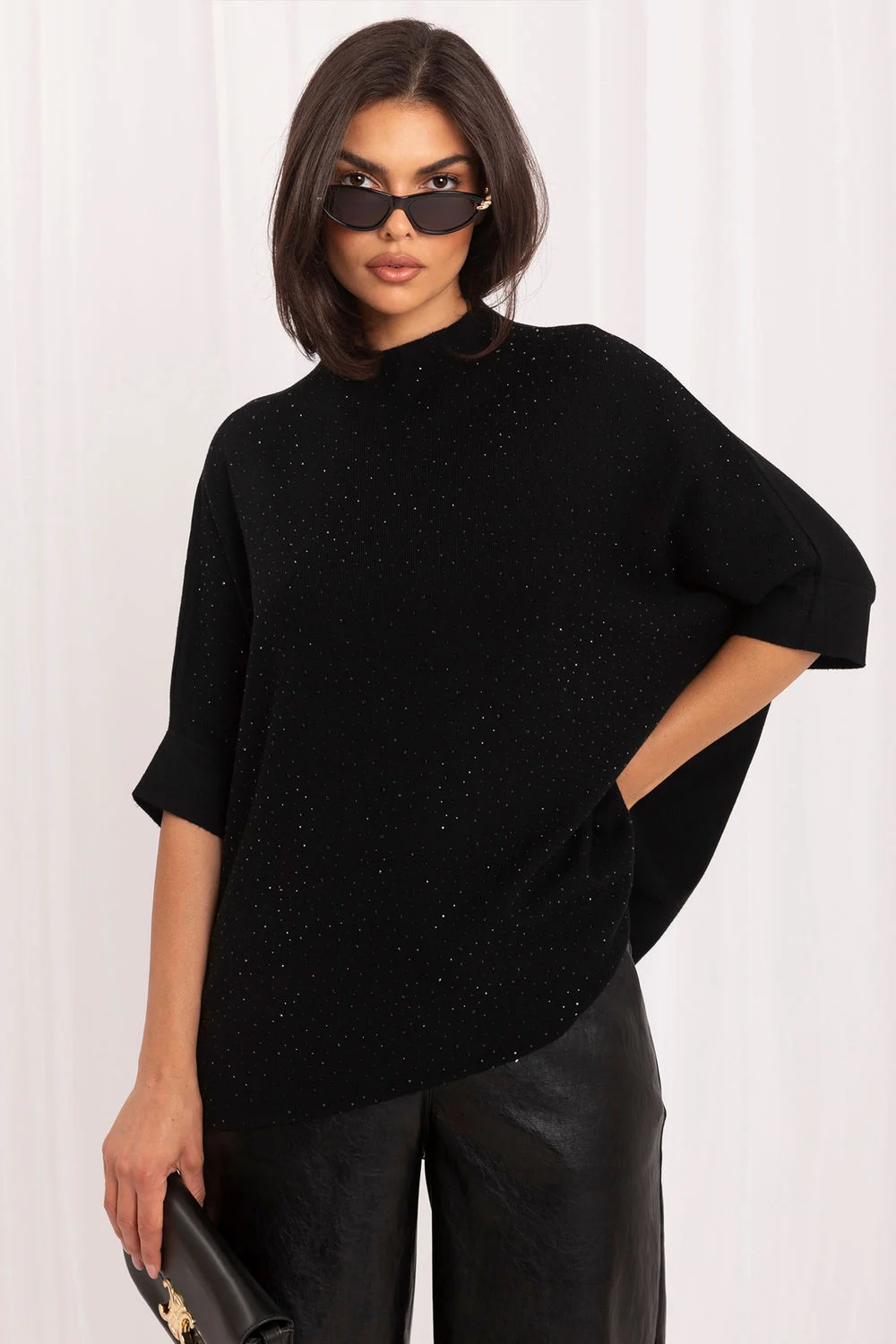 Pull à manches courtes oversize noir