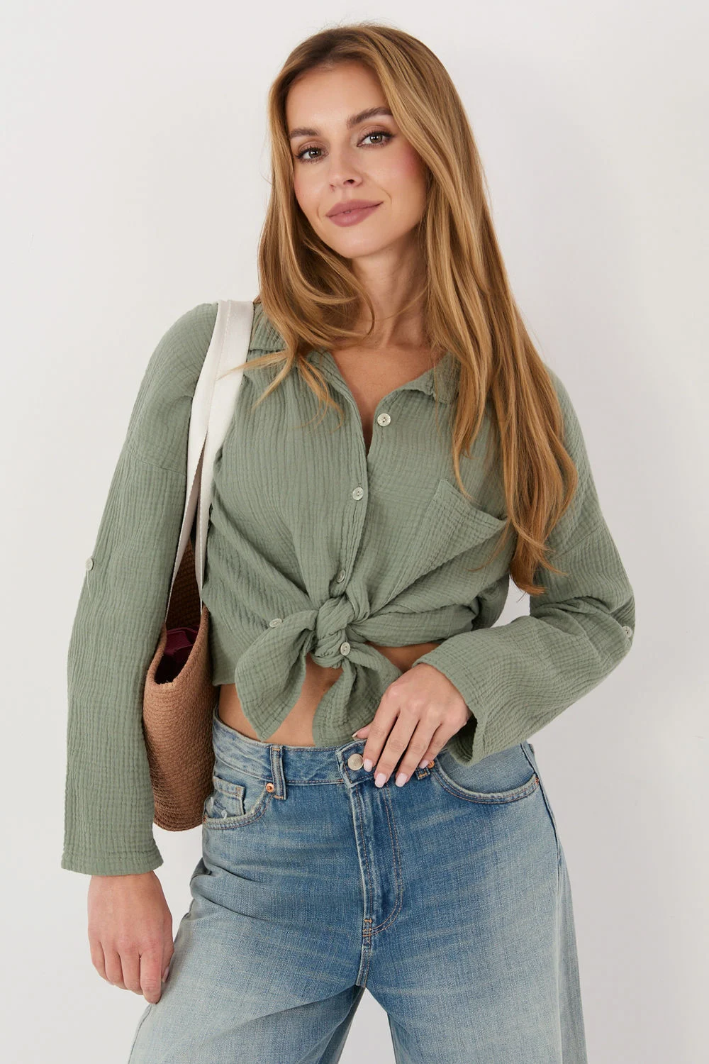 Chemise manche longue verte