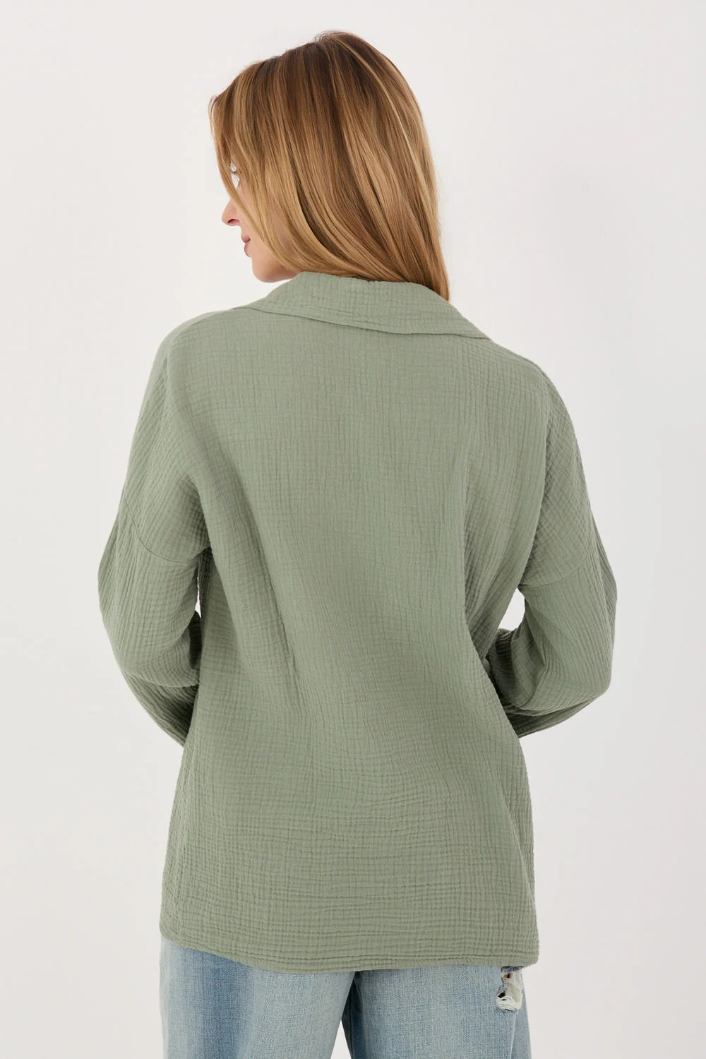 Chemise manche longue verte – Image 3