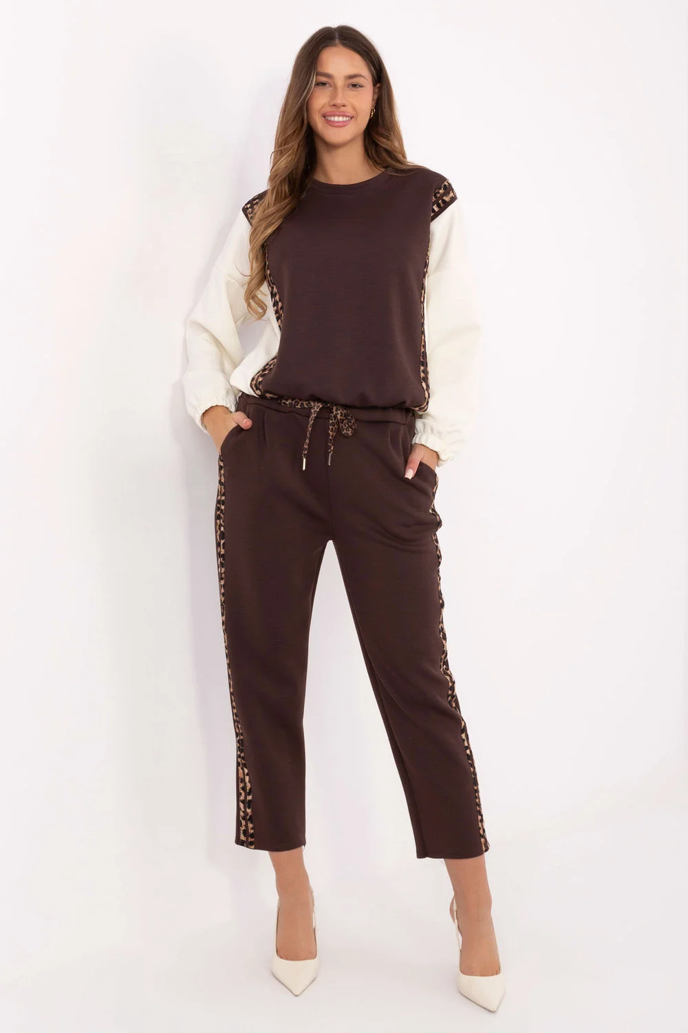 Ensemble sweat brun rayé
