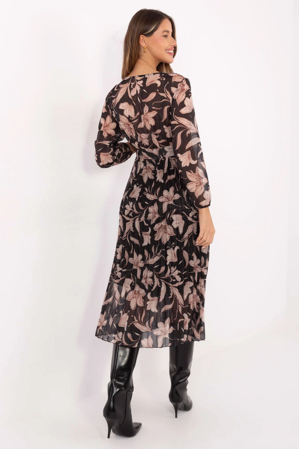 Robe portefeuille évasée noire – Image 3