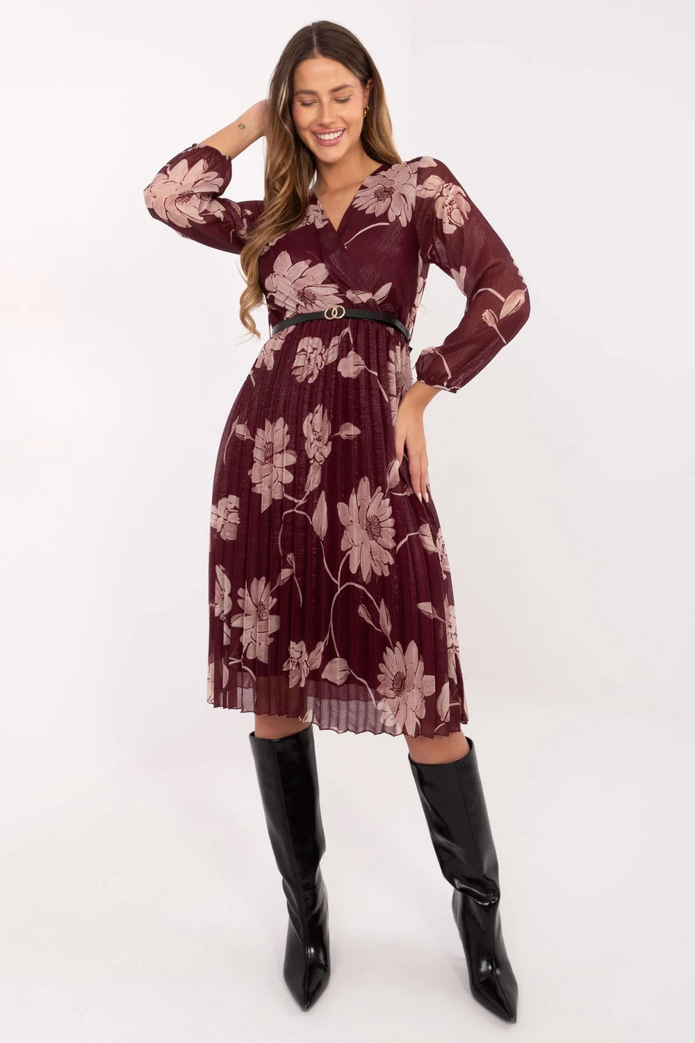 Robe portefeuille évasée rouge