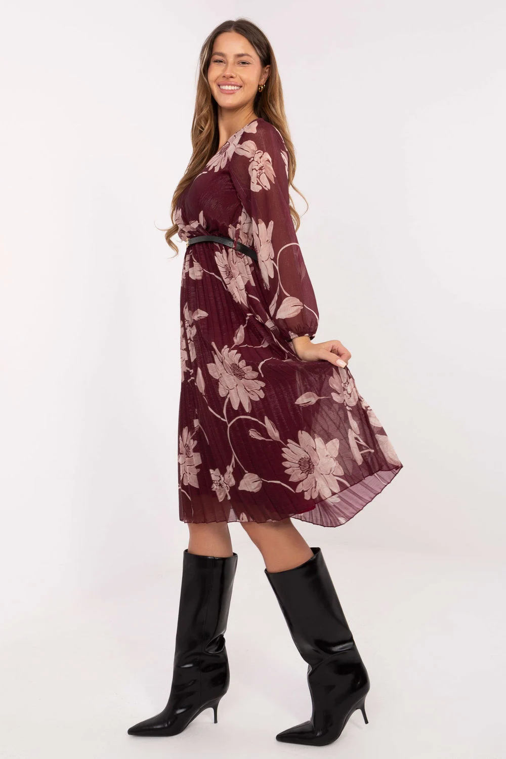 Robe portefeuille évasée rouge – Image 2