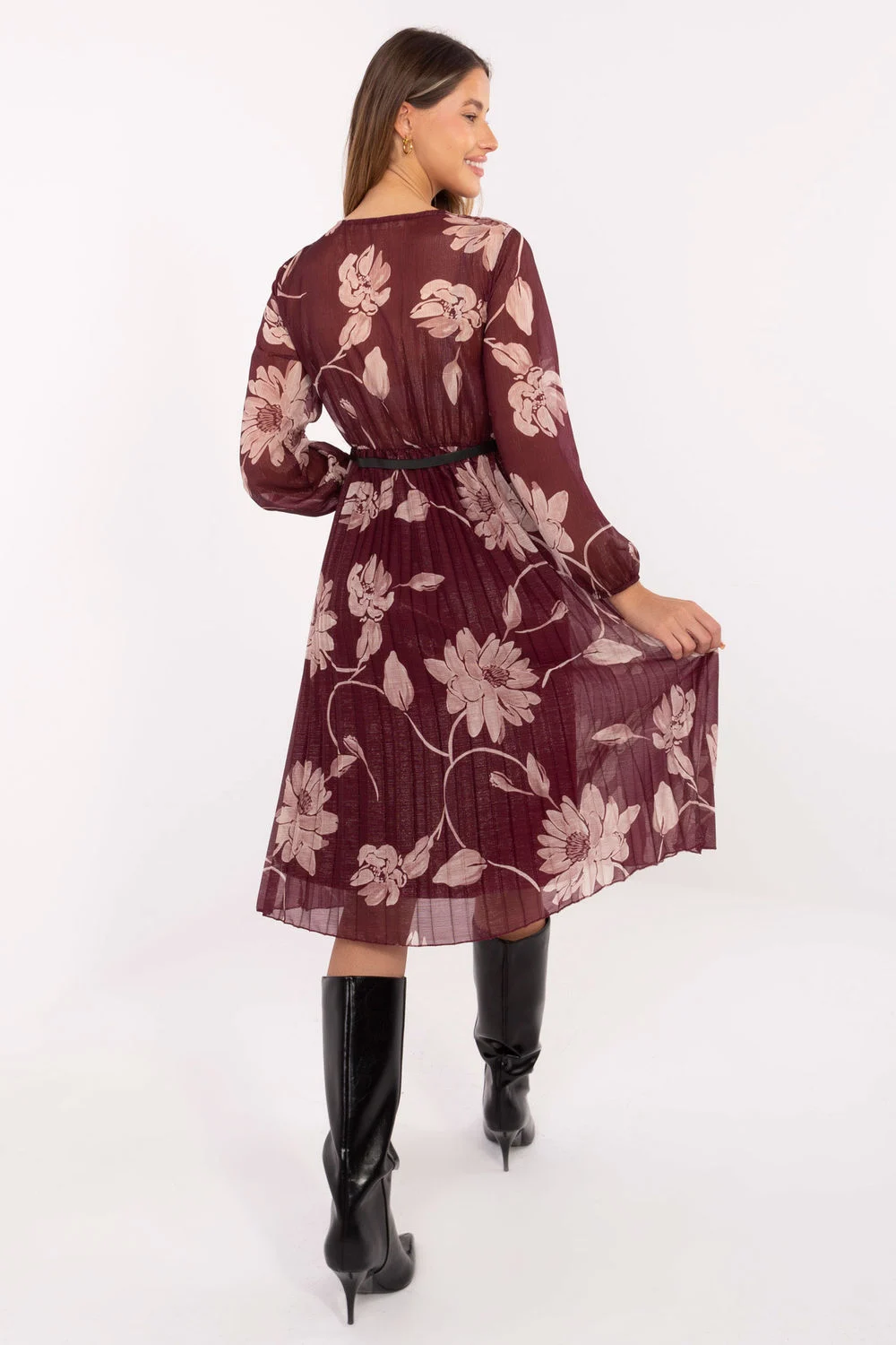 Robe portefeuille évasée rouge – Image 3