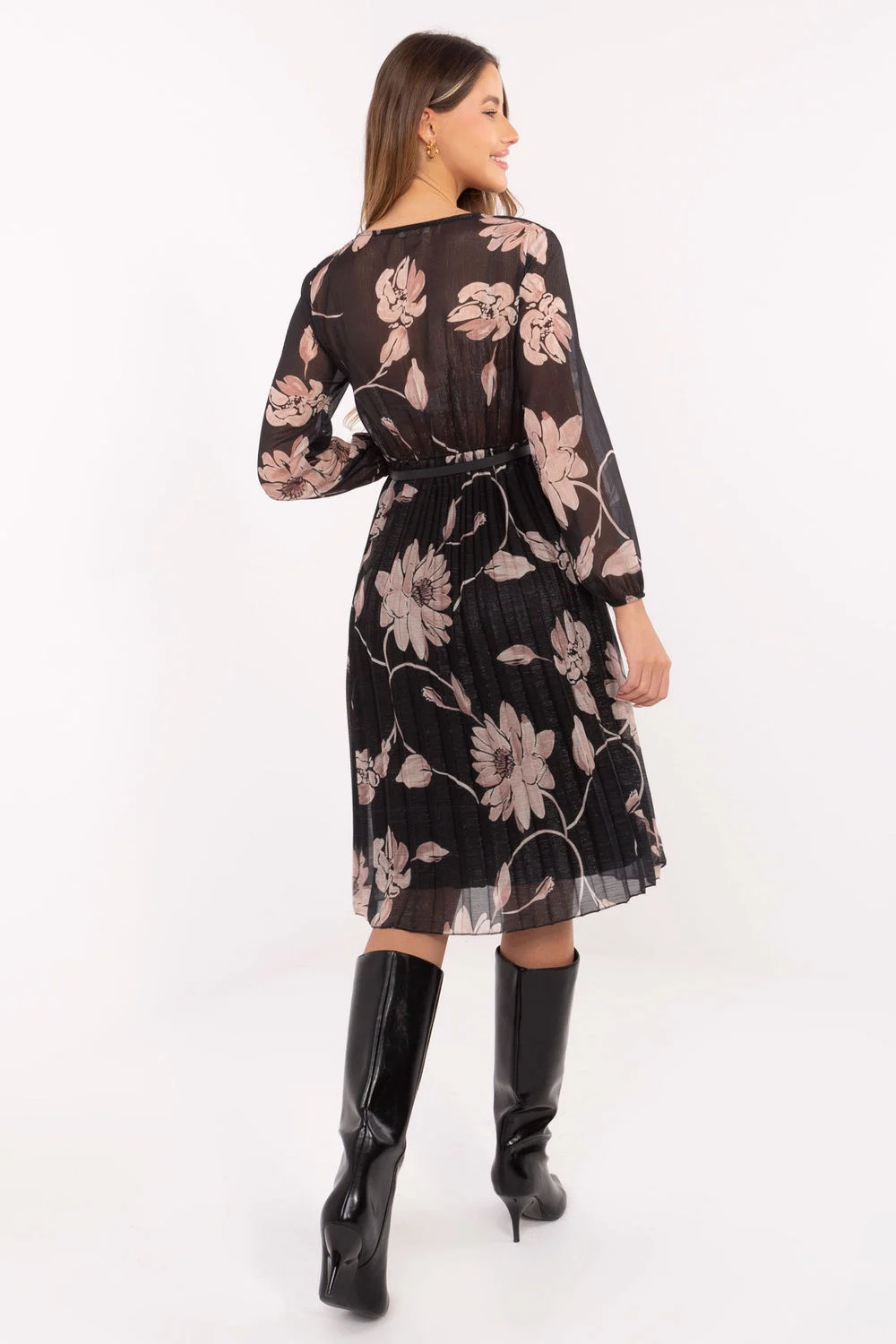 Robe portefeuille évasée noire – Image 2