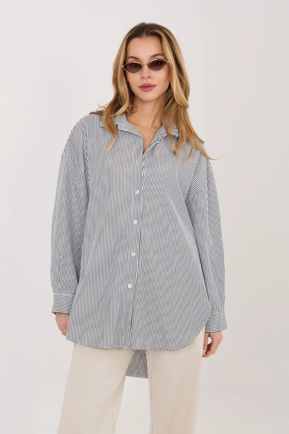 Chemise manche longue noire à rayures – Image 3