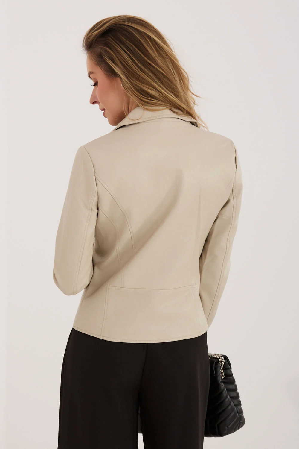 Veste en simili cuir beige – Image 3