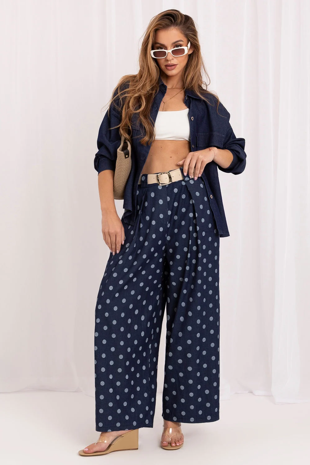 Pantalon palazzo bleu marine
