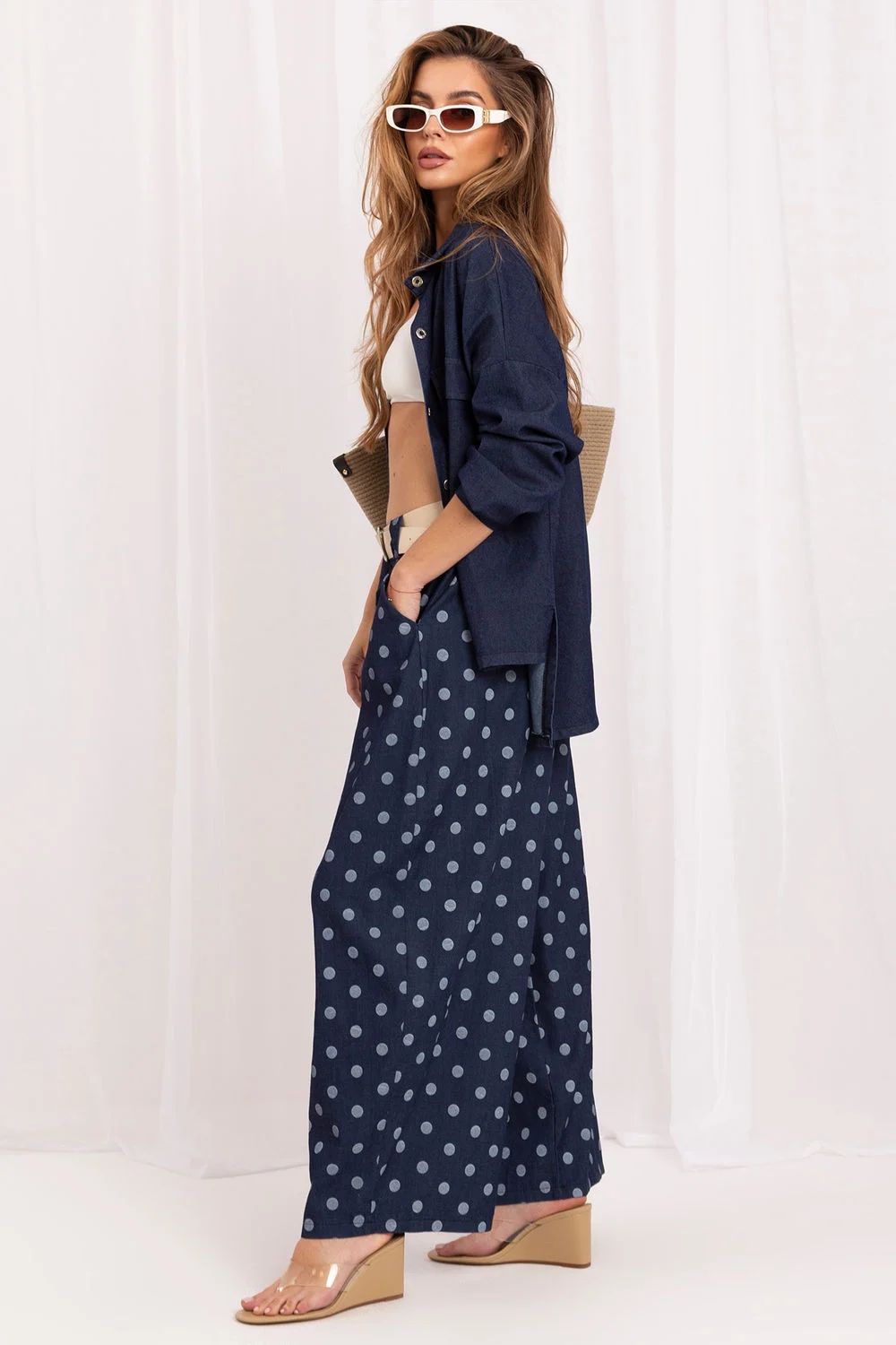 Pantalon palazzo bleu marine – Image 2