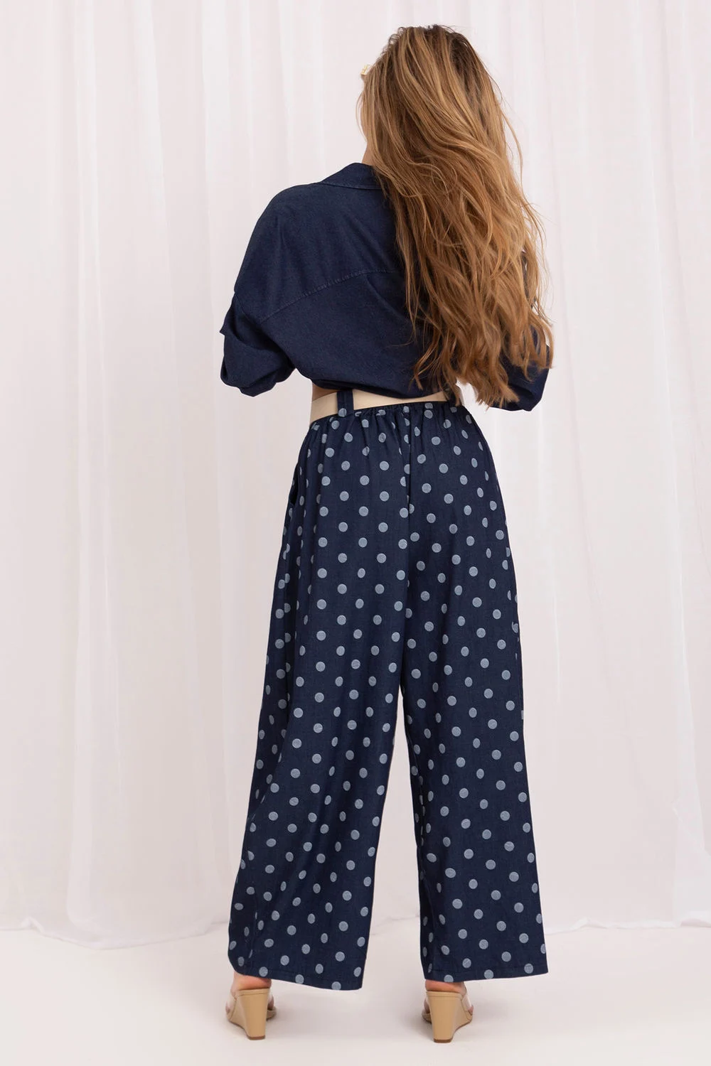 Pantalon palazzo bleu marine – Image 3