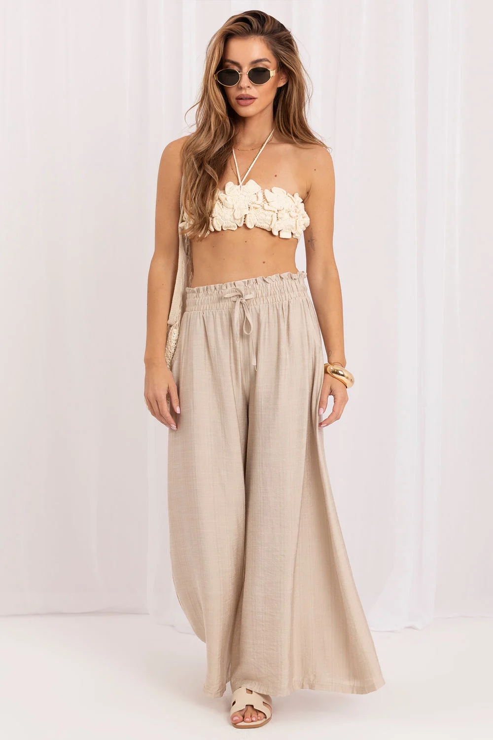 Pantalon palazzo beige