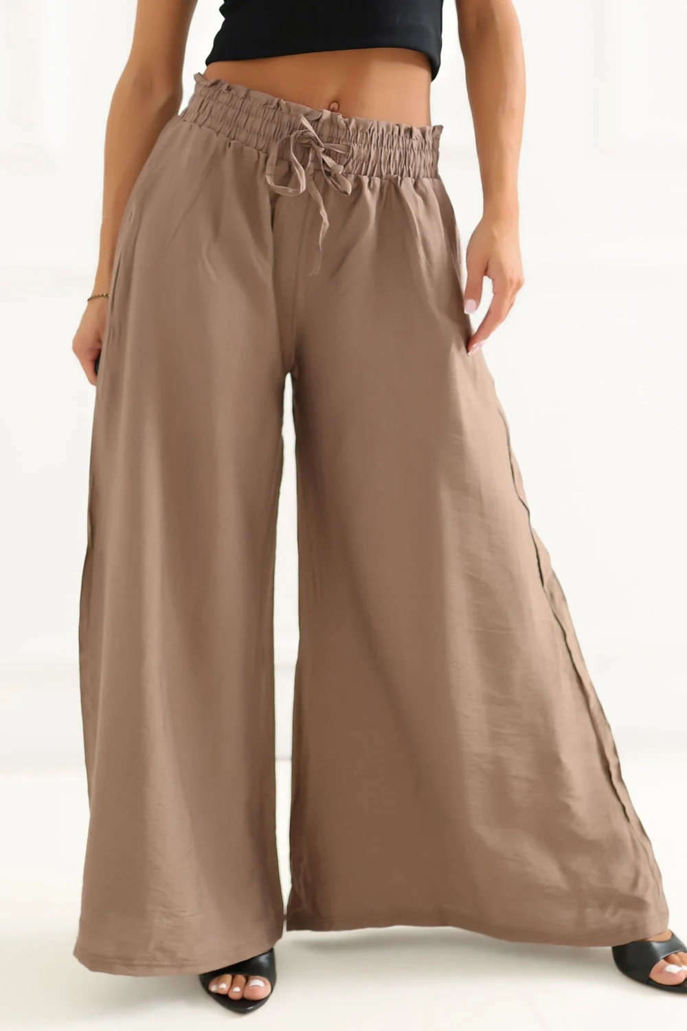 Pantalon palazzo brun