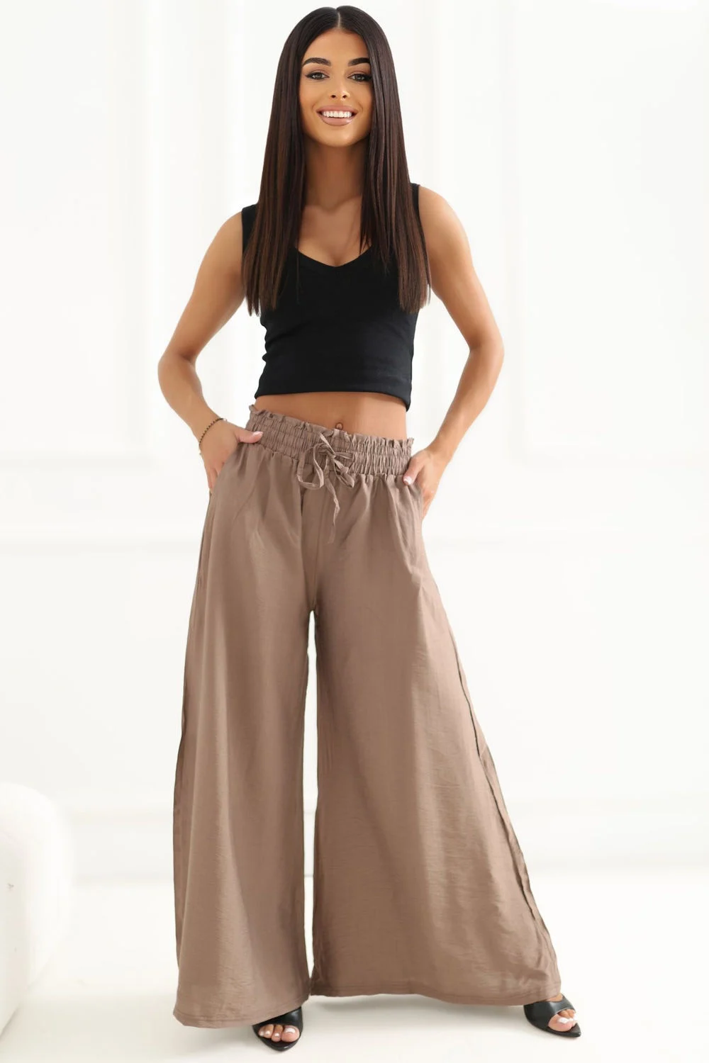 Pantalon palazzo brun – Image 2