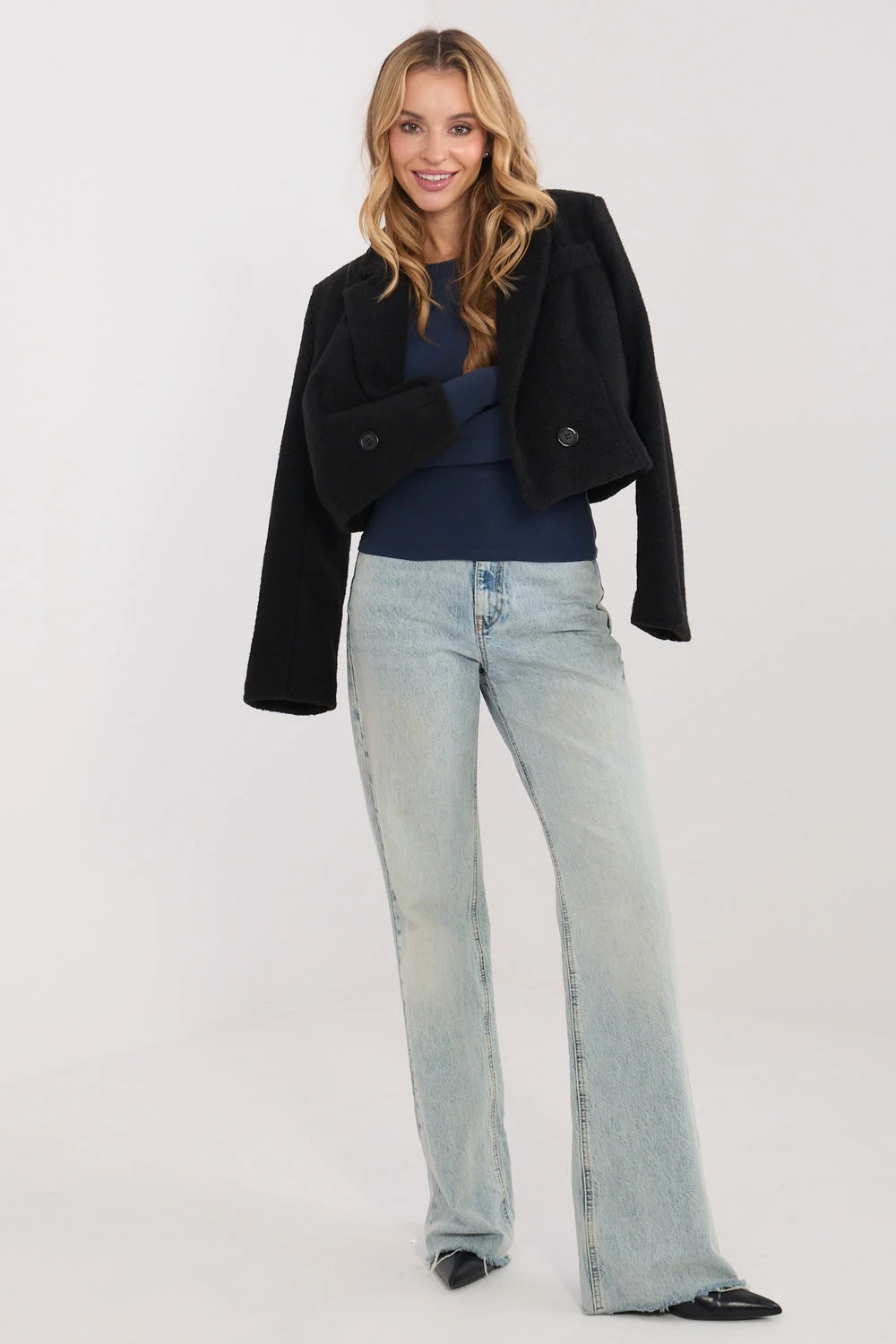 Chemisier col rond bleu marine