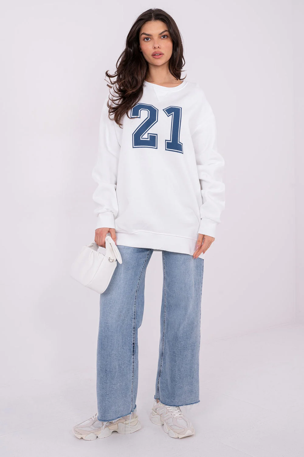 Sweatshirt cintré beige imprimé – Image 2
