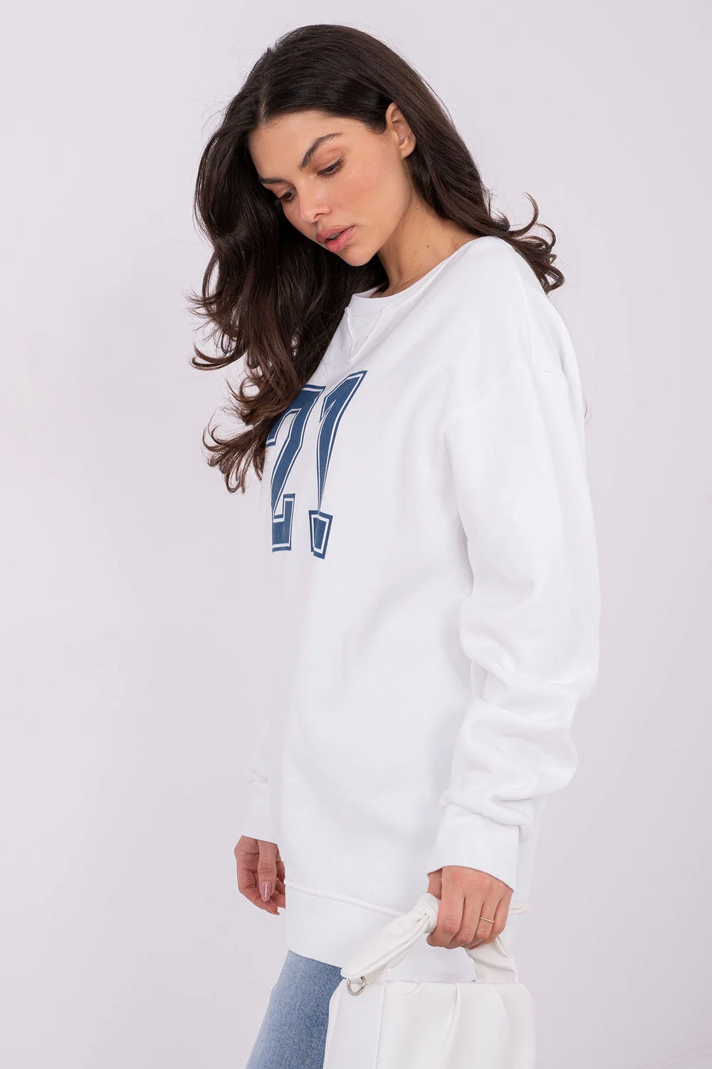 Sweatshirt cintré beige imprimé – Image 3