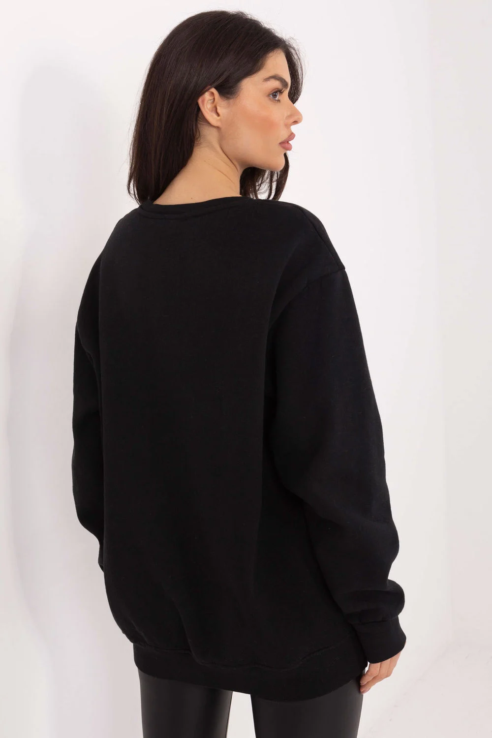 Sweatshirt cintré noir en coton – Image 3