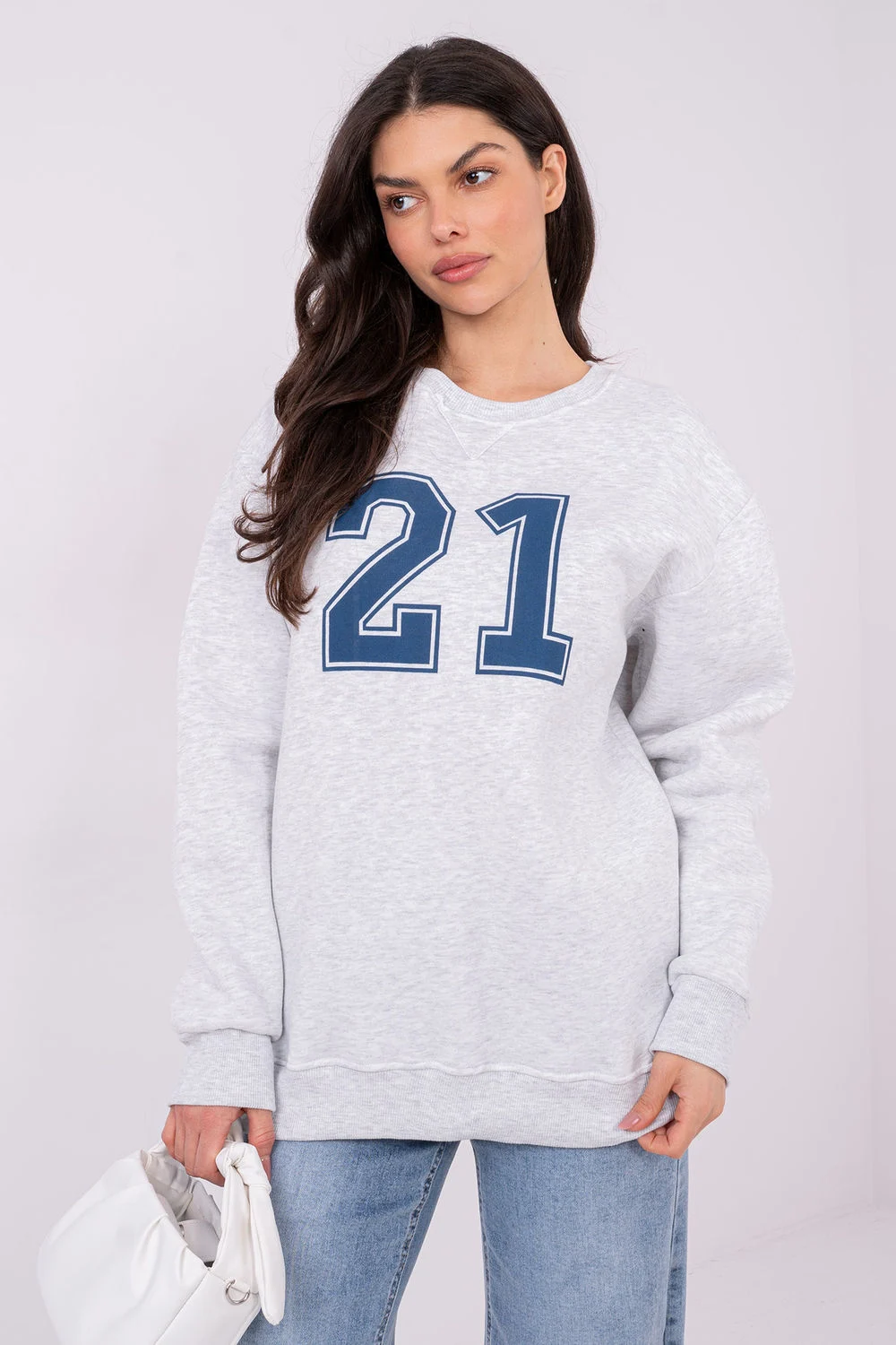 Sweatshirt cintré gris imprimé
