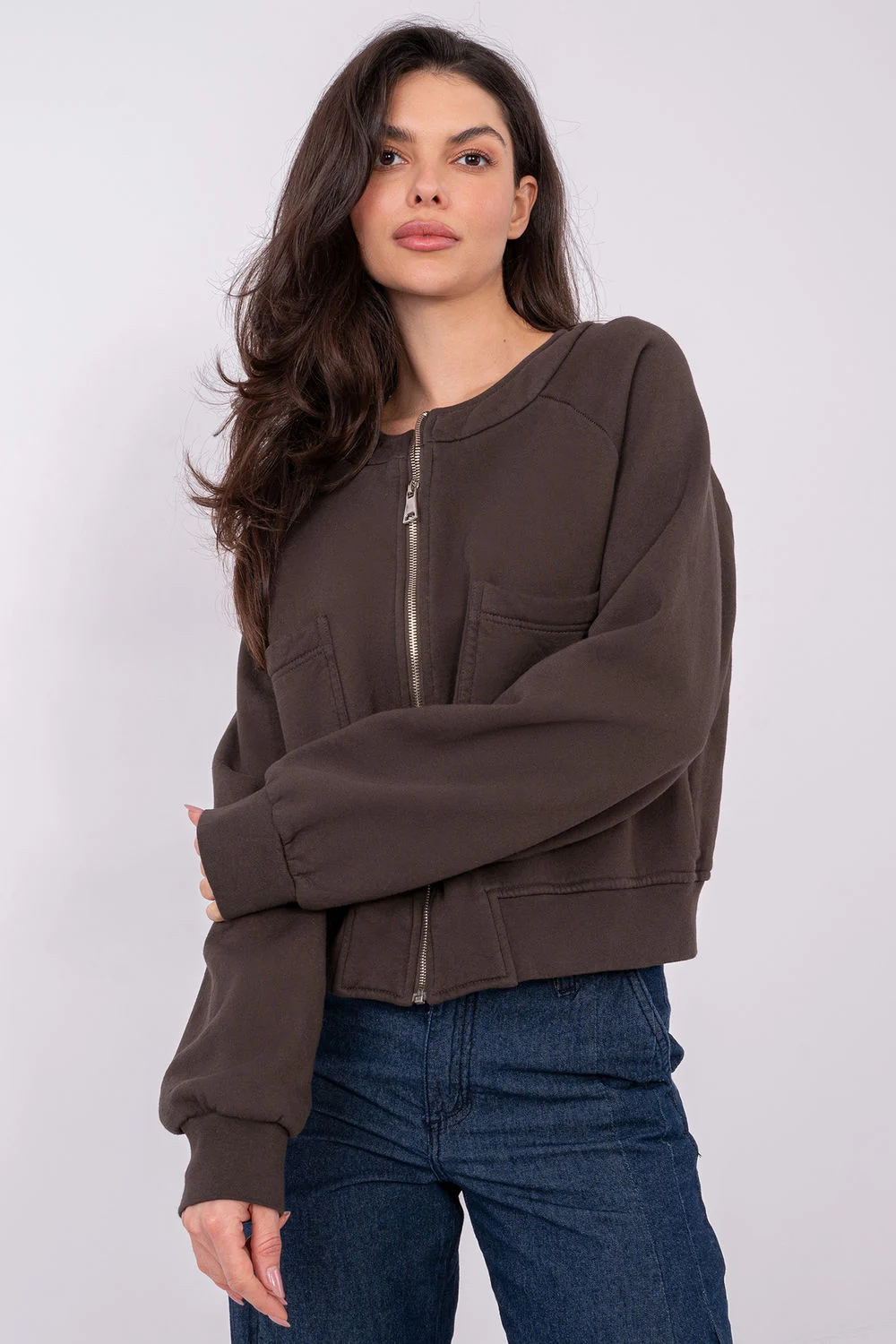 Sweatshirt brun en coton