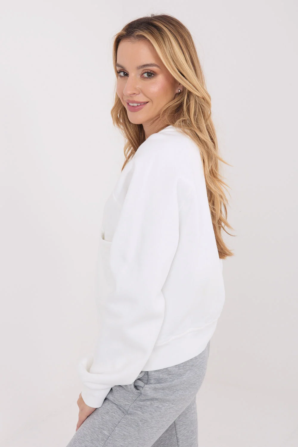 Sweatshirt beige en coton – Image 2