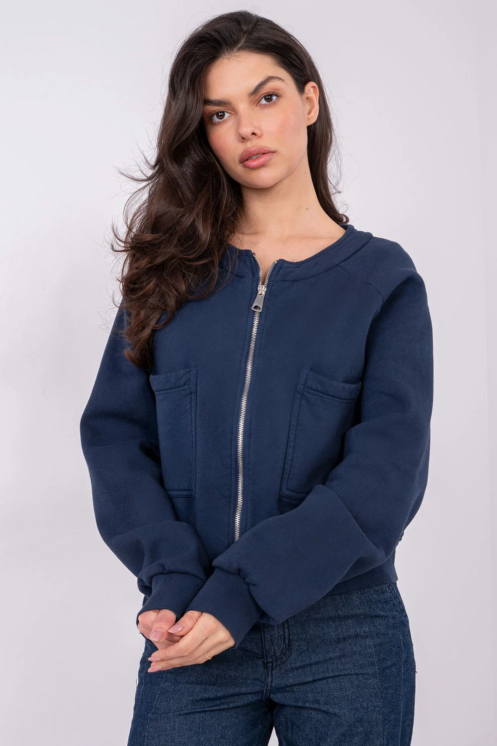 Sweatshirt bleu marine en molleton