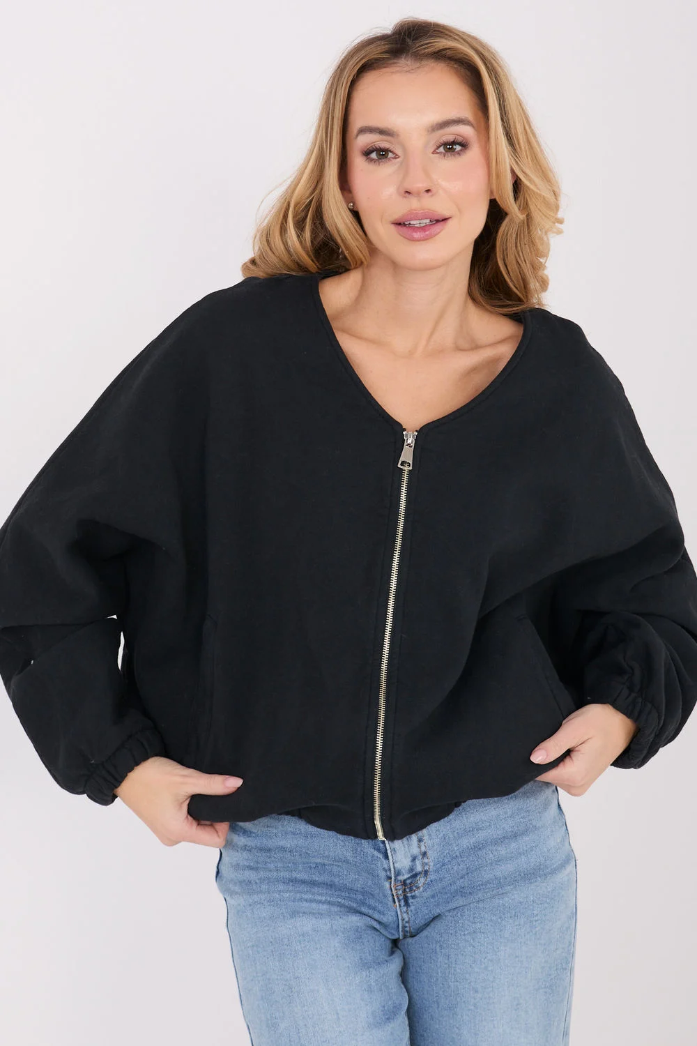 Sweatshirt noir en molleton