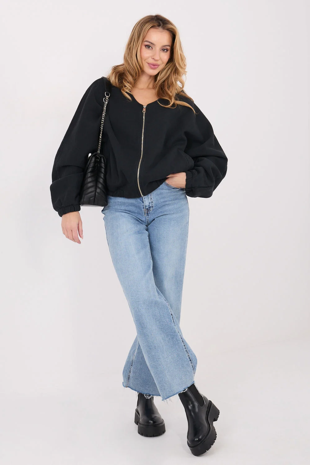 Sweatshirt noir en molleton – Image 2