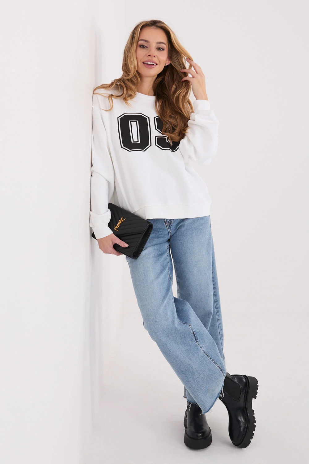 Sweatshirt beige imprimé
