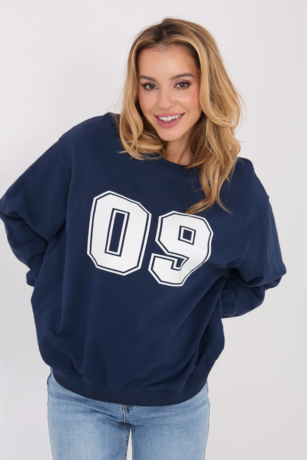 Sweatshirt bleu marine imprimé