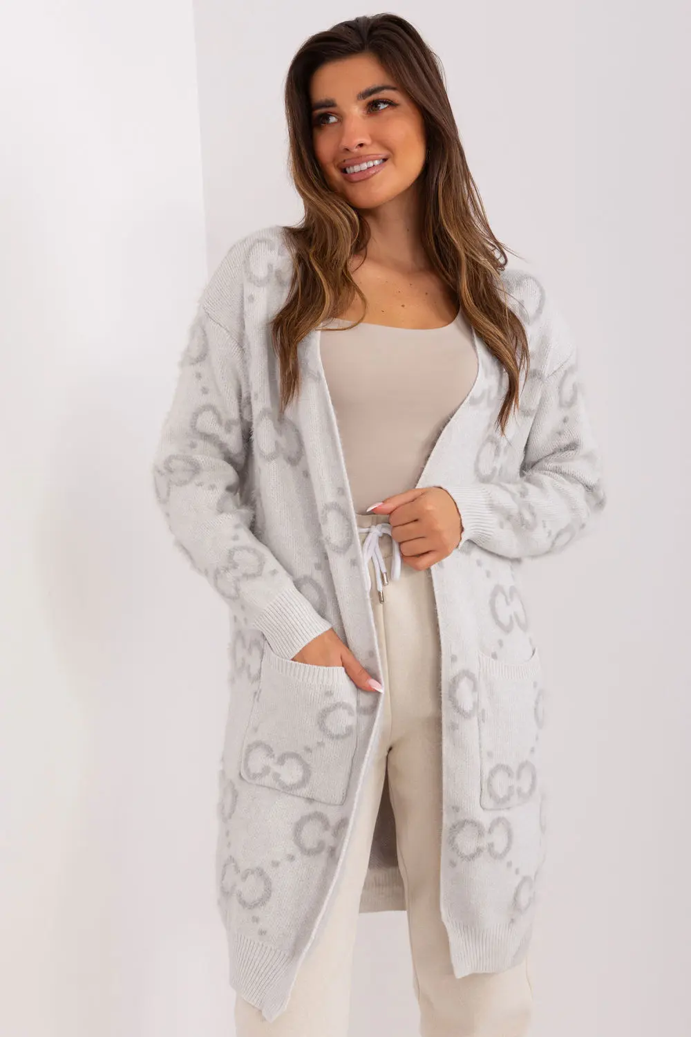 Cardigan gris imprimé