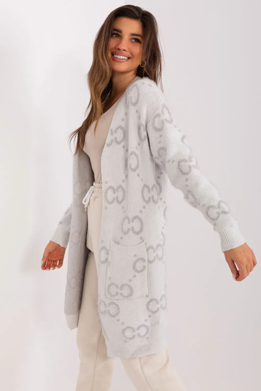 Cardigan gris imprimé – Image 2