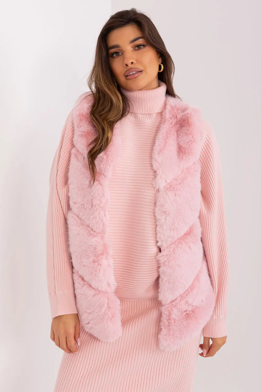 Gilet en fausse fourrure rose