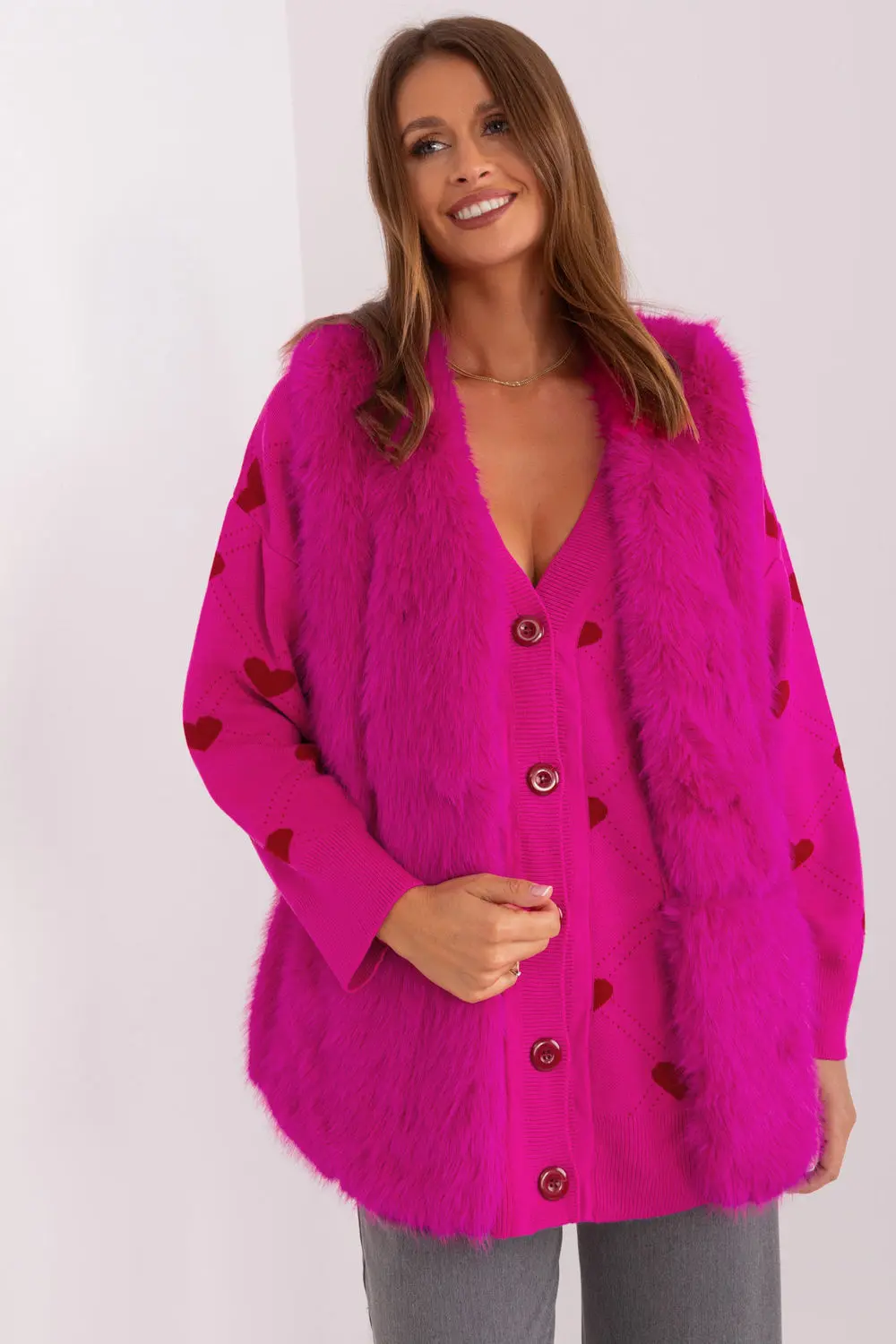 Gilet en fausse fourrure rose