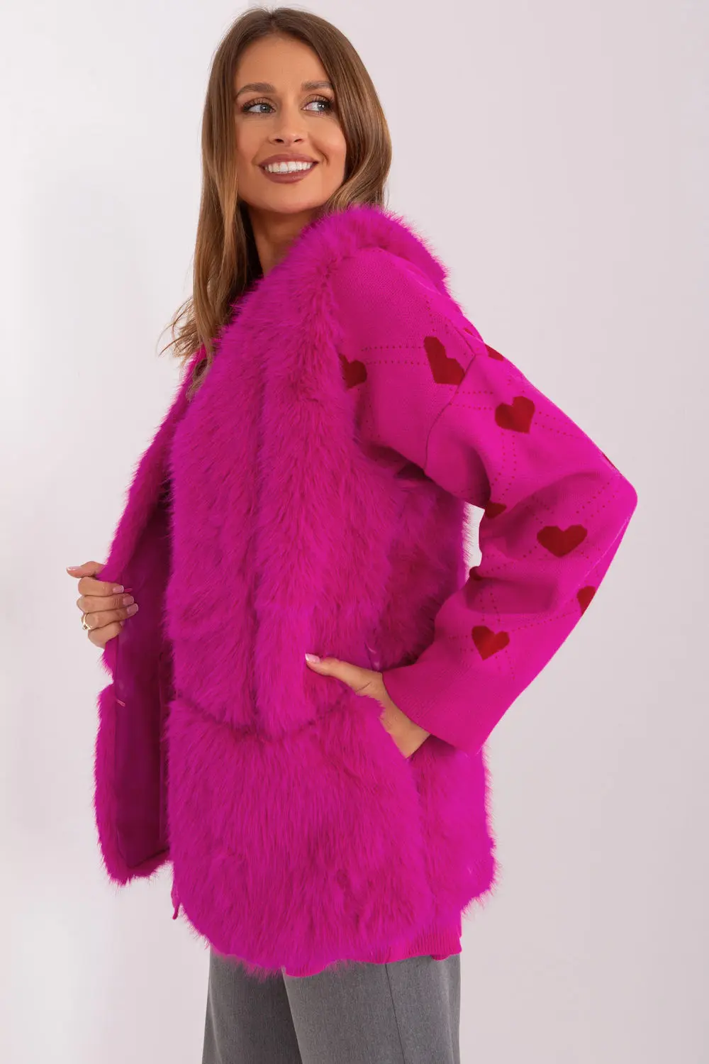 Gilet en fausse fourrure rose – Image 2